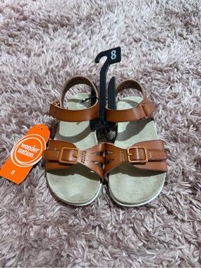 wonder nation Toddler Brown Double-Strap Buckle Sandals
